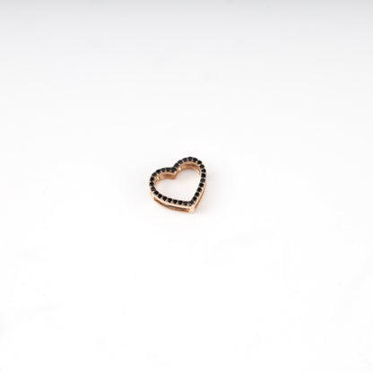 Gold 585 heart pendant with black stones — Kabluchka