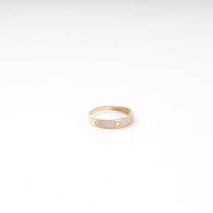 Gold 585 Screw-Motif Band Ring with Cubic Zirconia — Kabluchka