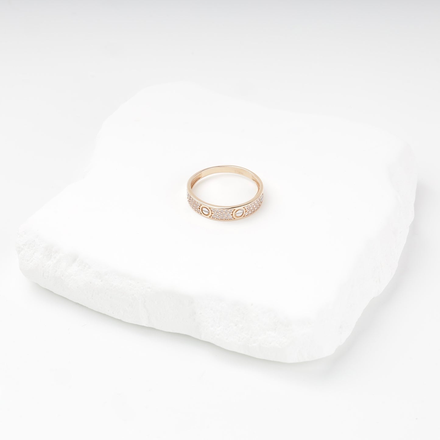Gold 585 Screw-Motif Band Ring side view — Kabluchka