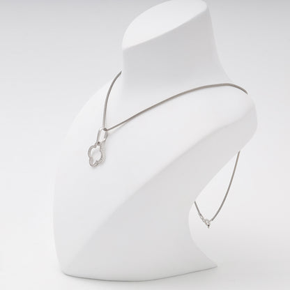 Silver 925 clover pendant with cubic zirconia on chain — Kabluchka