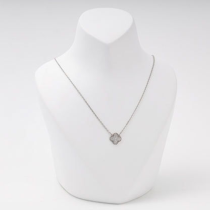 Silver 925 clover pendant necklace with cubic zirconia on a bust — Kabluchka