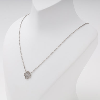 Silver 925 clover pendant necklace, angled view — Kabluchka