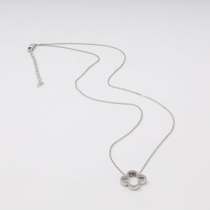 Silver 925 open clover necklace, full chain with extender — Kabluchka