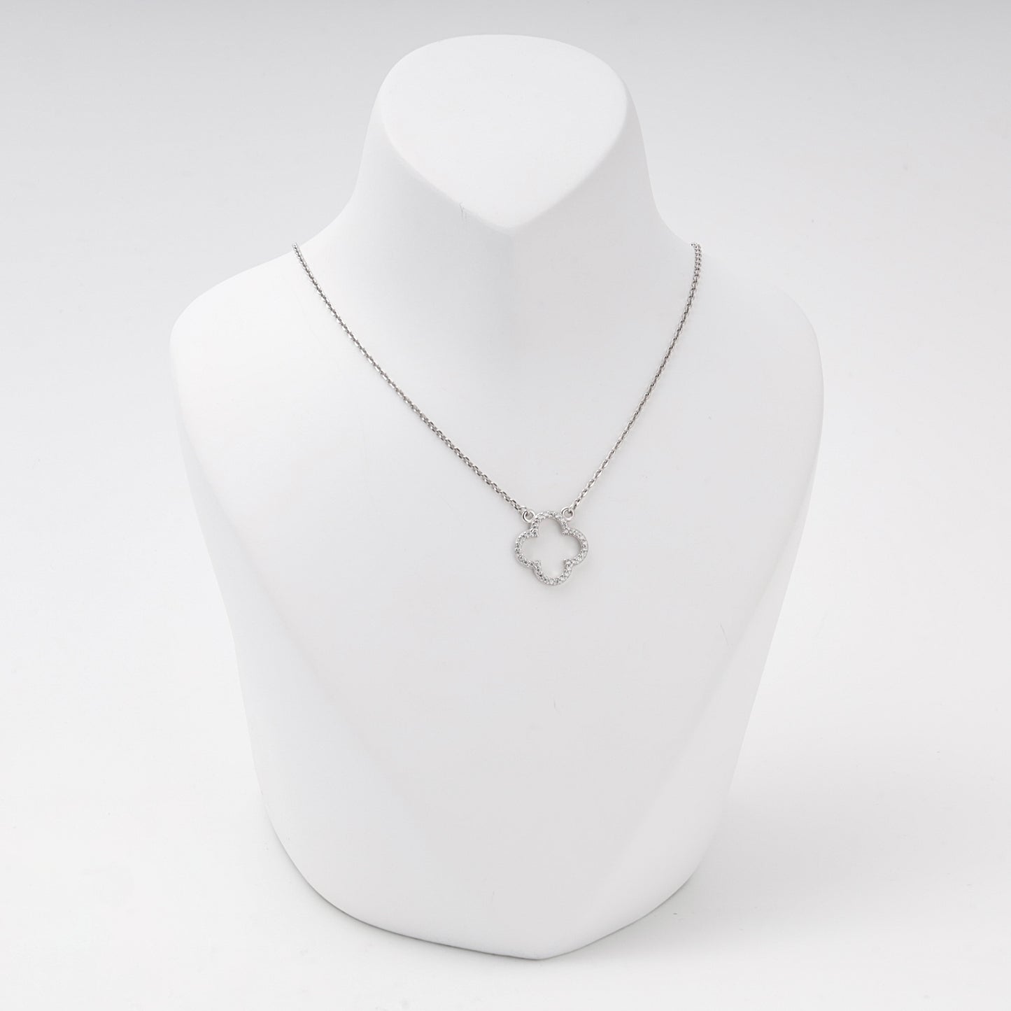 Silver 925 clover CZ pendant necklace — view 4 — Kabluchka