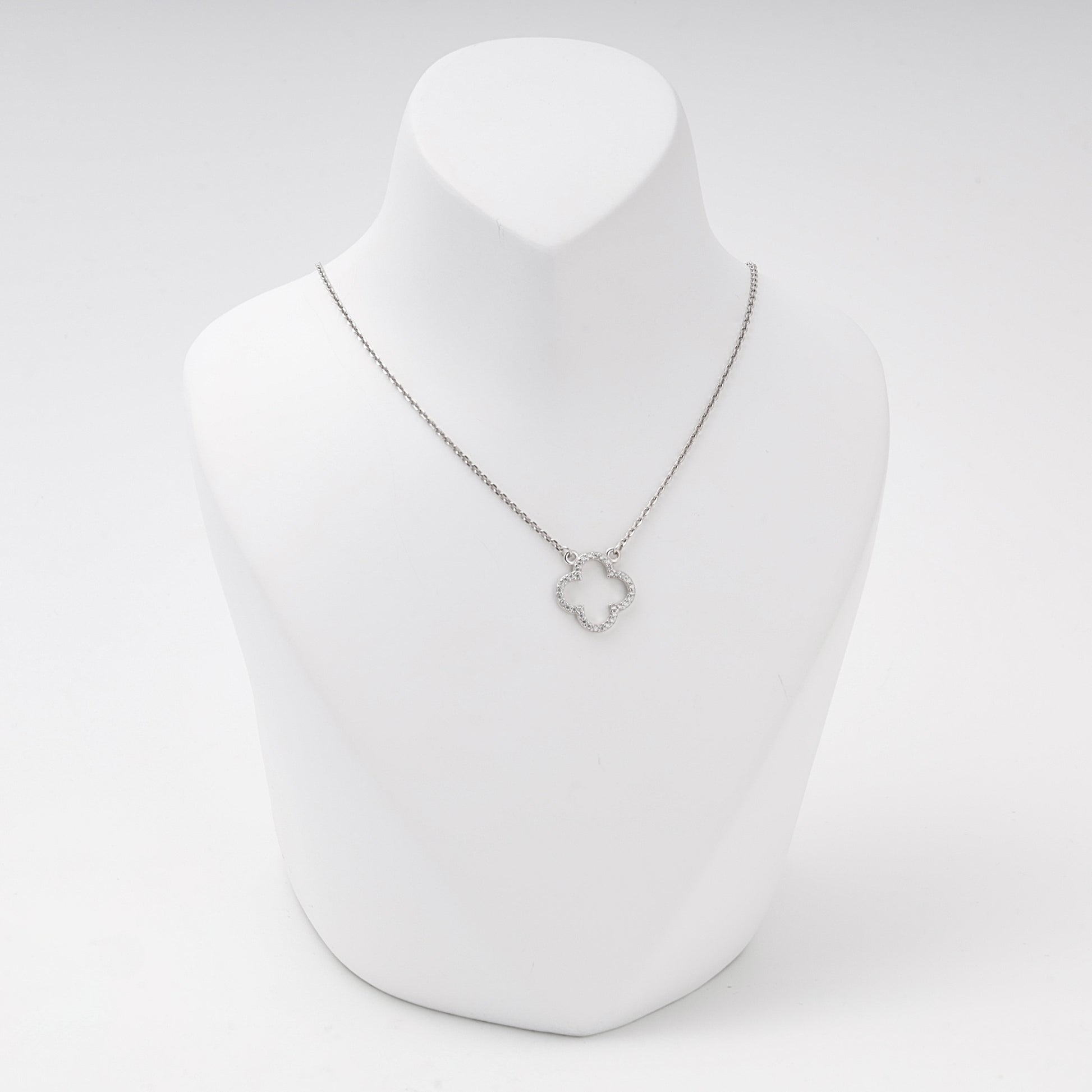 Silver 925 clover CZ pendant necklace — view 4 — Kabluchka