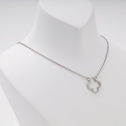 Silver 925 clover CZ pendant necklace — view 2 — Kabluchka