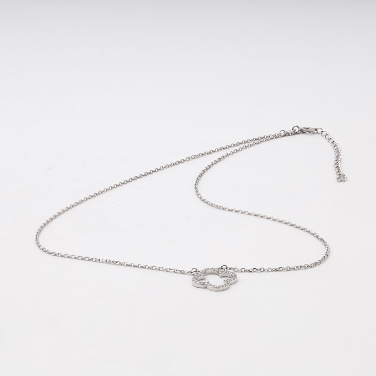 Silver 925 clover CZ pendant necklace — view 3 — Kabluchka