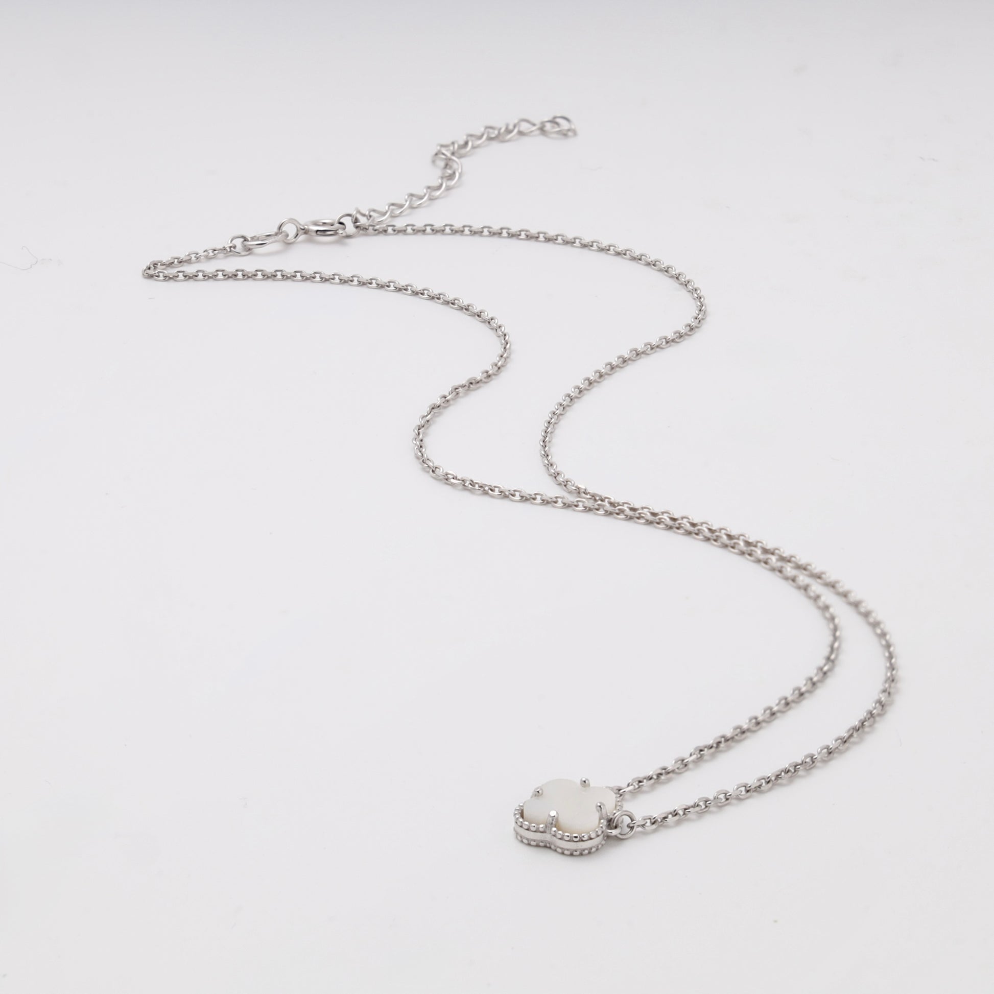 Silver 925 clover necklace, full chain with extender — Kabluchka