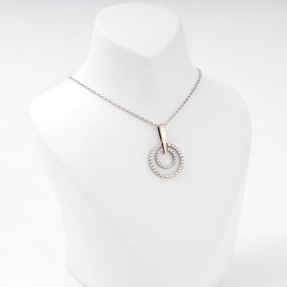 Silver 925 two-tone double circle CZ pendant — view 1 — Kabluchka