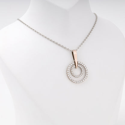 Measurement detail — Silver 925 two-tone double circle CZ pendant — Kabluchka