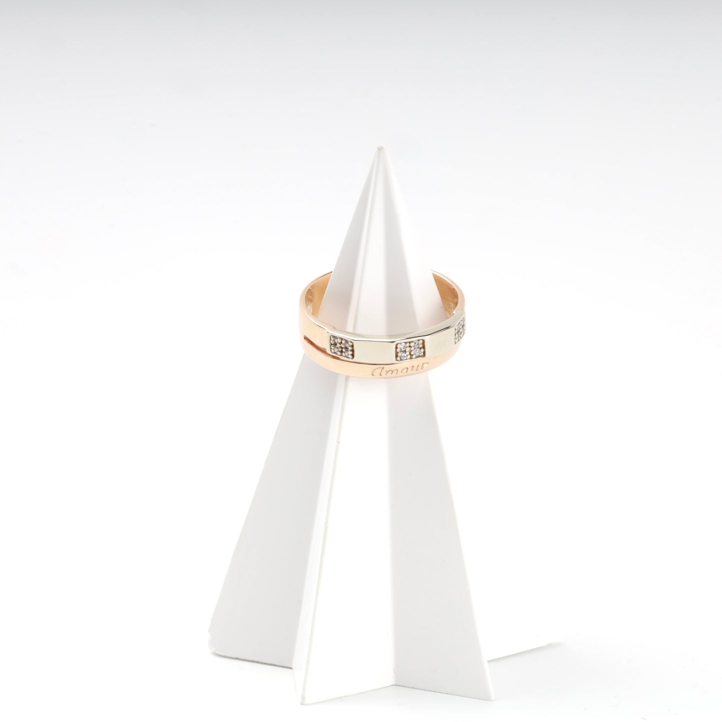 Gold 585 Two-Tone Amour Band Ring, rose and white gold — Kabluchka