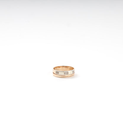 Gold 585 Two-Tone Band Ring with Cubic Zirconia — Kabluchka