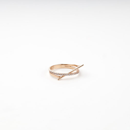 Rose gold cubic zirconia crossing ring — Kabluchka