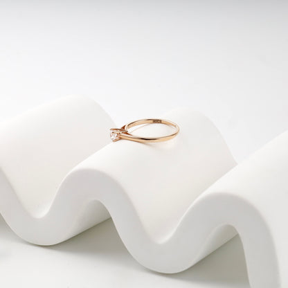 Rose gold solitaire ring, side profile — КД4119Royal — Kabluchka