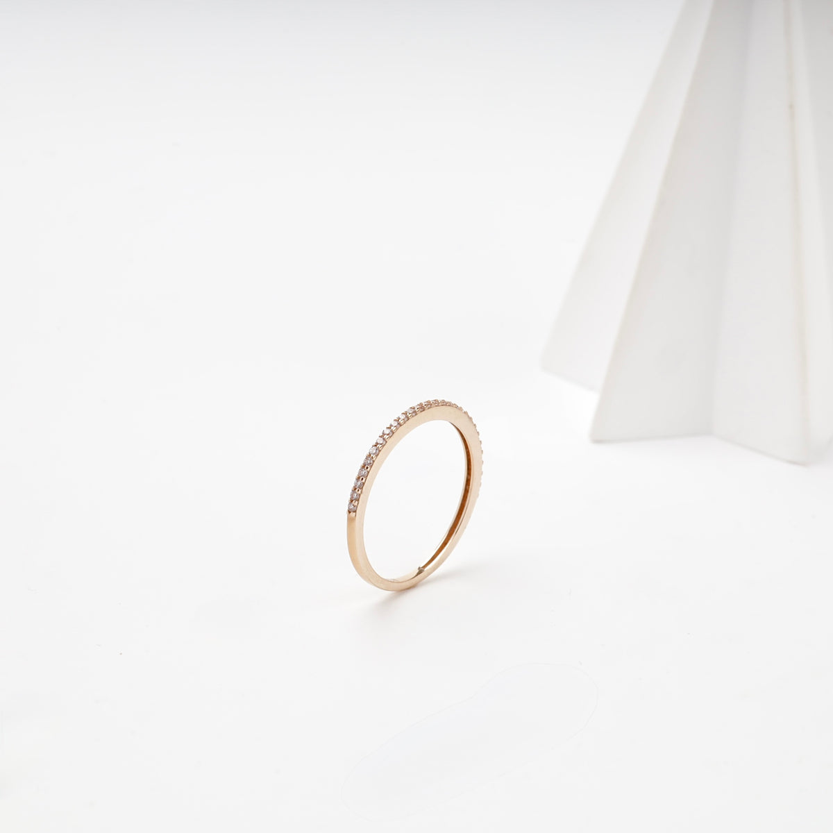 Rose gold cubic zirconia half-eternity ring, upright view — КВ713и — Kabluchka