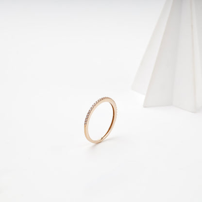 Rose gold cubic zirconia half-eternity ring, upright view — КВ713и — Kabluchka