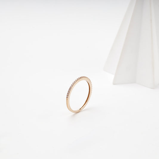 Rose gold cubic zirconia half-eternity ring, upright view — КВ713и — Kabluchka
