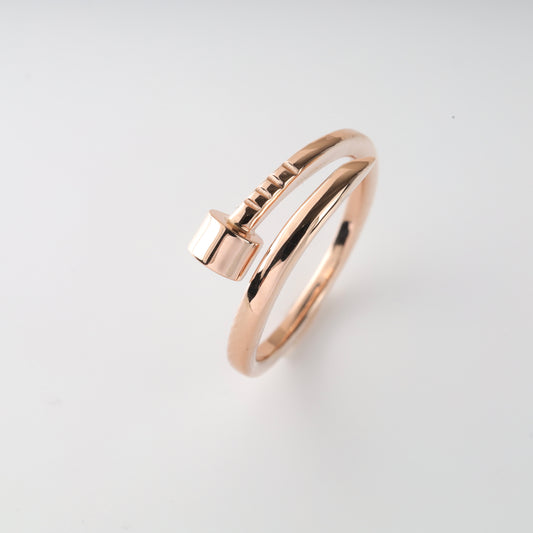 Rose Gold 14K (585) Nail Ring without inserts on a light gray background