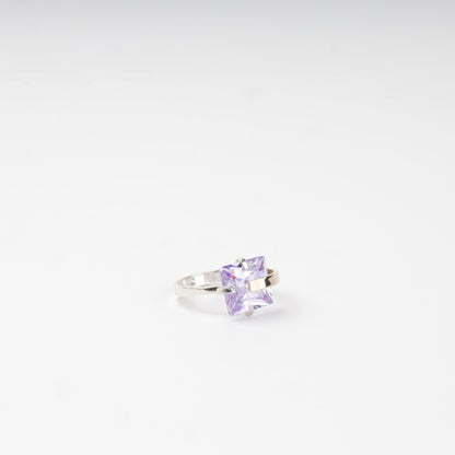 Purple cubic zirconia cocktail ring — angled front view — Kabluchka