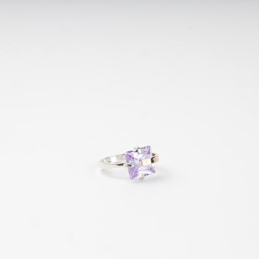 Purple cubic zirconia cocktail ring — angled front view — Kabluchka