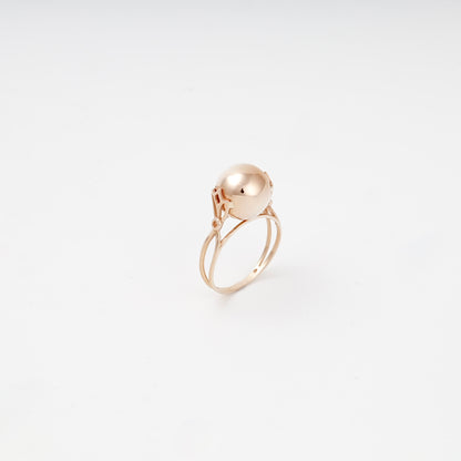 Rose gold polished sphere ring, upright view — 300337 — Kabluchka