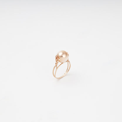 Rose gold sphere ring, rear angle — 300337 — Kabluchka