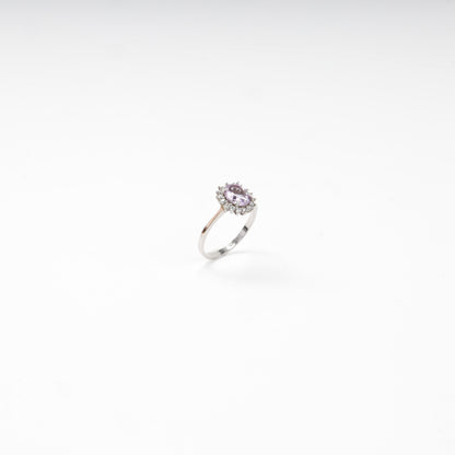 Amethyst halo ring profile view — Kabluchka
