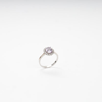 Silver 925 and Gold 375 amethyst halo ring — Kabluchka