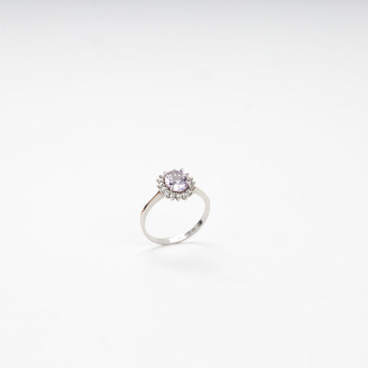 Silver 925 and Gold 375 amethyst halo ring — Kabluchka