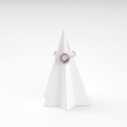 Oval purple amethyst ring with cubic zirconia — Kabluchka Jewelry Store