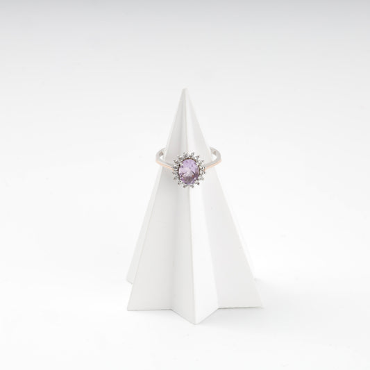 Oval purple amethyst ring with cubic zirconia — Kabluchka Jewelry Store