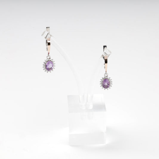 Silver 925 and Gold 375 amethyst drop earrings — Kabluchka