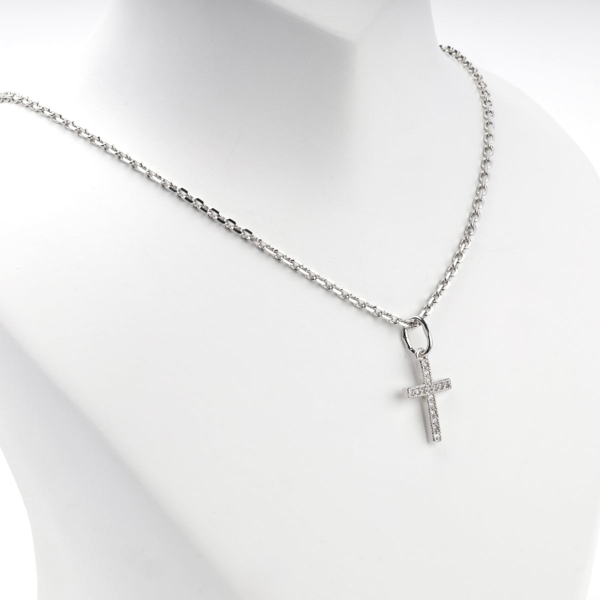 Silver 925 cross pendant with clear cubic zirconia, back view