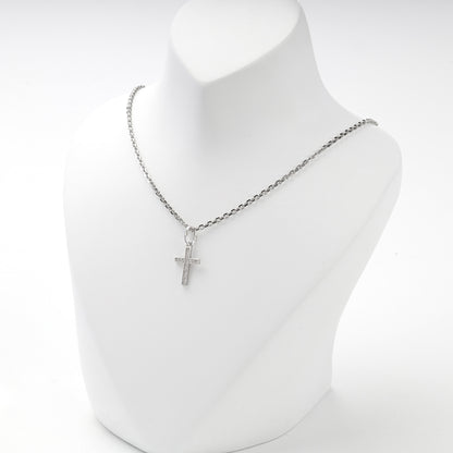 Silver 925 cross pendant with clear cubic zirconia, display view