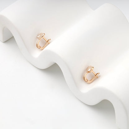 Rose Gold enamel heart kids earrings showing English-lock fastenings