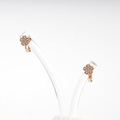 Children's rose gold cubic zirconia flower earrings — front view — Kabluchka