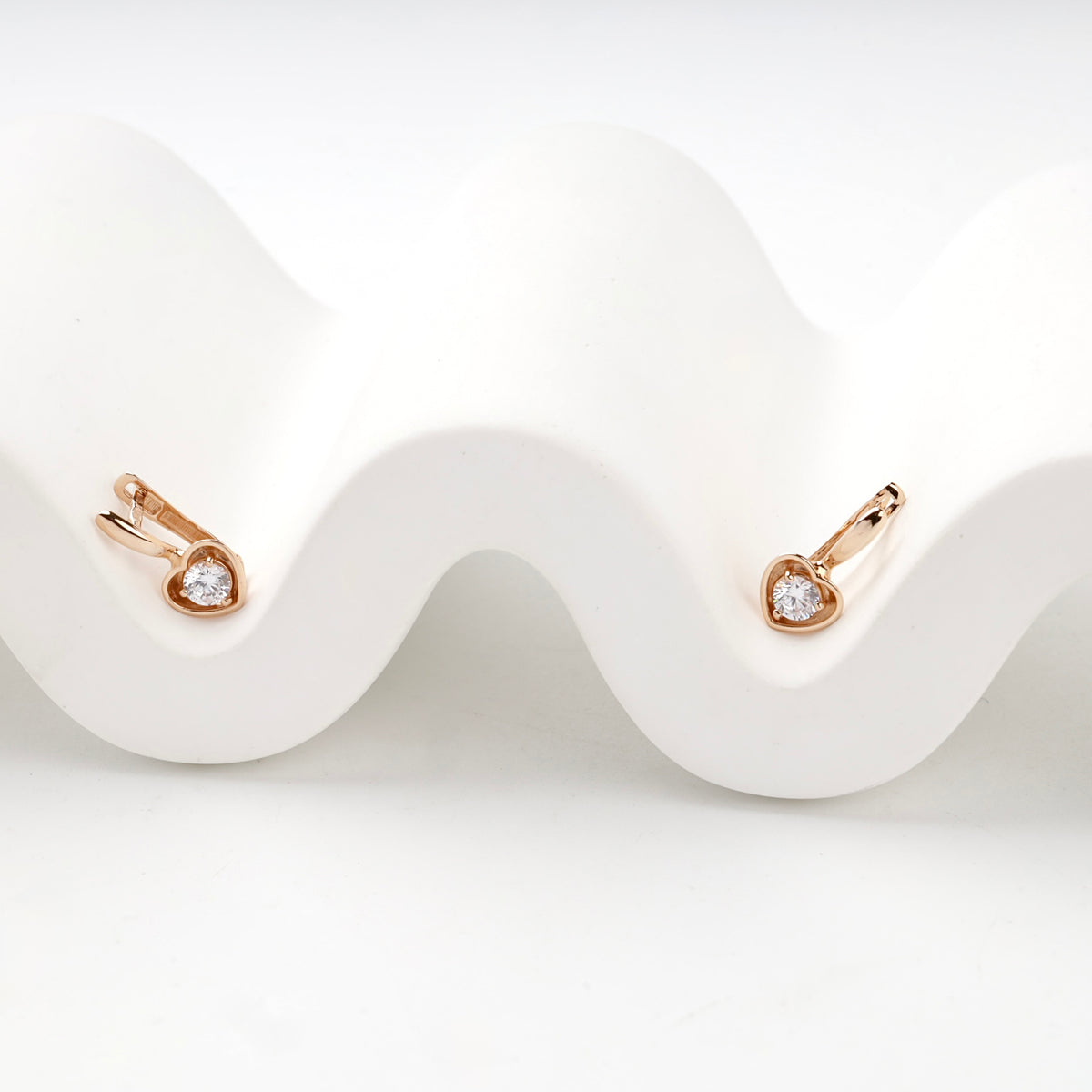 Children's Rose Gold 14K (585) Cubic Zirconia Drop Earrings — front view — Kabluchka