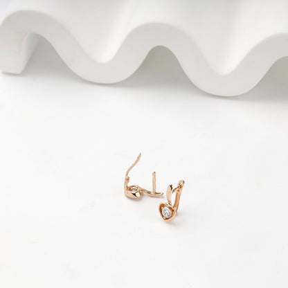 Children's Rose Gold 14K (585) Cubic Zirconia Drop Earrings — side view — Kabluchka
