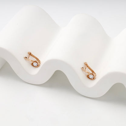 Children's Rose Gold 14K (585) Cubic Zirconia Drop Earrings — detail view — Kabluchka