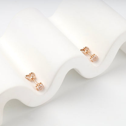 Rose Gold 14K (585) Cubic Zirconia Butterfly Stud Earrings — side view — Kabluchka