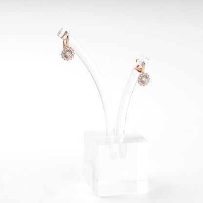 Rose Gold 14K (585) Cubic Zirconia Halo Earrings — front view — Kabluchka