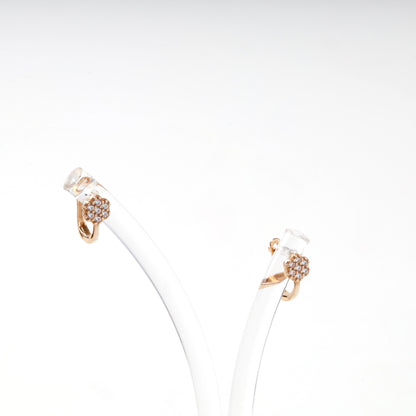 Children's Rose Gold 14K (585) Round Cubic Zirconia Flower Earrings — front view — Kabluchka