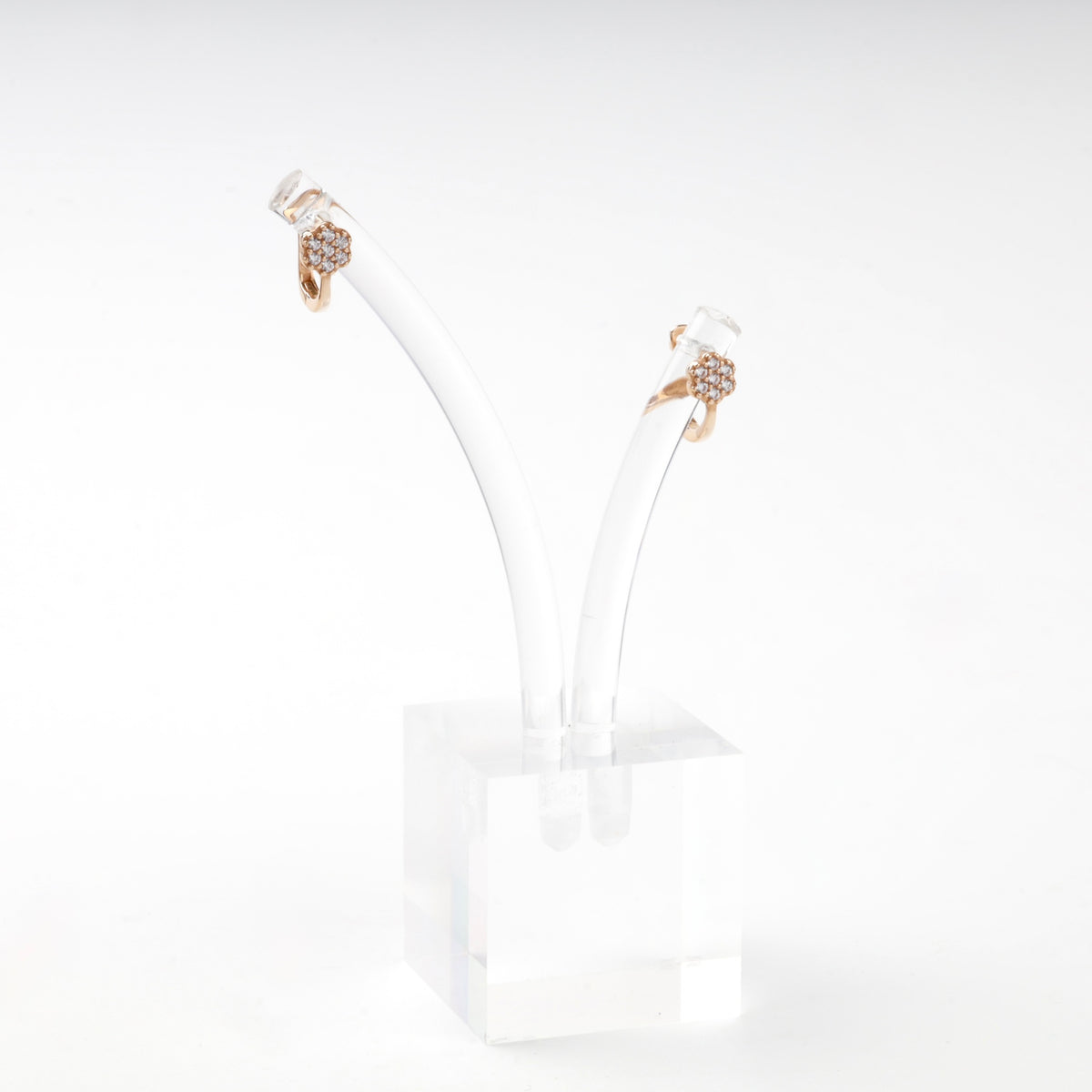Children's Rose Gold 14K (585) Round Cubic Zirconia Flower Earrings — detail view — Kabluchka