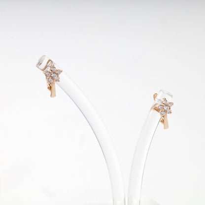 Children's Rose Gold 14K (585) Cubic Zirconia Flower Cluster Earrings — front view — Kabluchka
