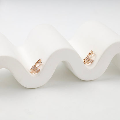 Children's Rose Gold 14K (585) Cubic Zirconia Butterfly Earrings — side view — Kabluchka
