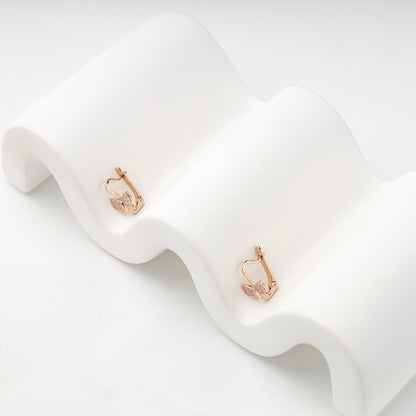 Children's Rose Gold 14K (585) Cubic Zirconia Butterfly Earrings — back view — Kabluchka