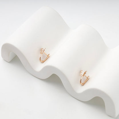 Children's Rose Gold 14K (585) Openwork Butterfly Earrings — side view — Kabluchka