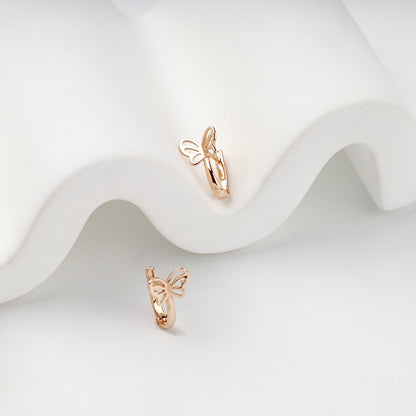 Children's Rose Gold 14K (585) Openwork Butterfly Earrings — angled view — Kabluchka