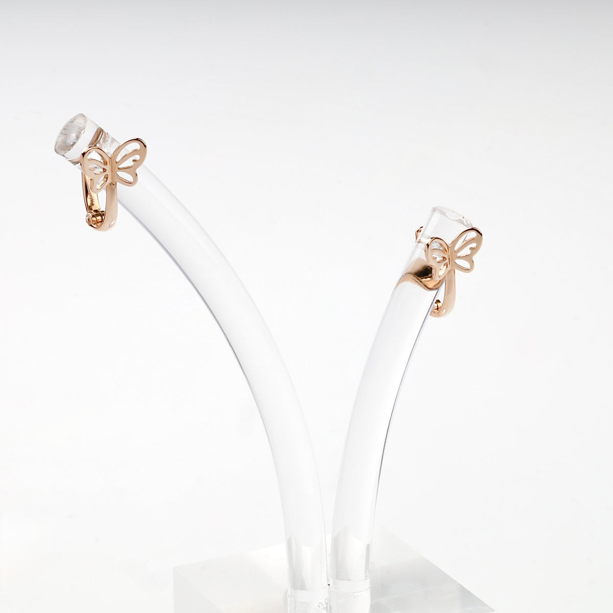 Children's Rose Gold 14K (585) Openwork Butterfly Earrings — front view — Kabluchka