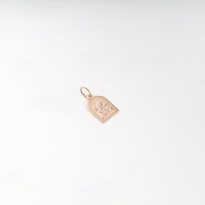 Rose Gold 14K religious icon pendant — angled detail — Kabluchka